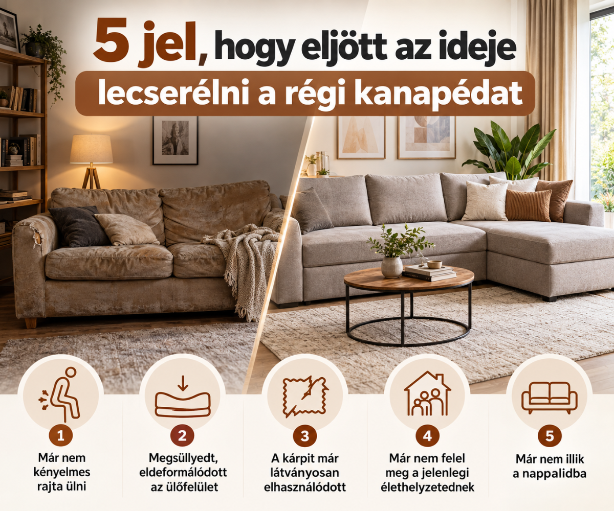 5 jel, hogy eljött az ideje lecserélni a régi kanapédat